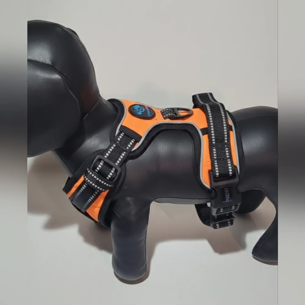 PhoePet Orange Reflective No Pull Dog Harness w/ Handle Size Large EUC